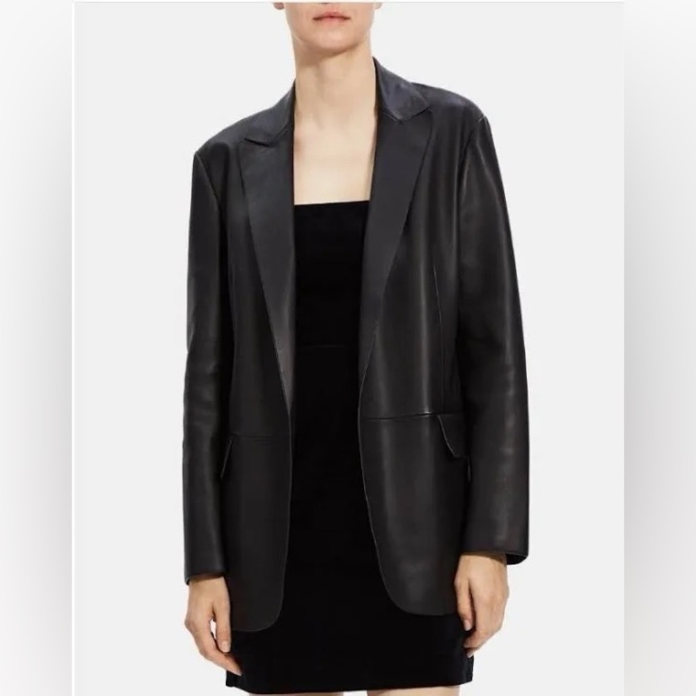 Theory relaxed leather blazer